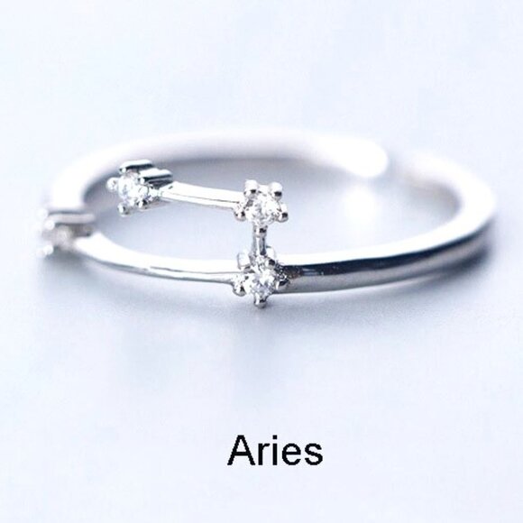 ❤️ 925 Silver Jewelry - 😍ARIES Silver Constellation Resizable/Adjustable NWT Ring For Women, F190